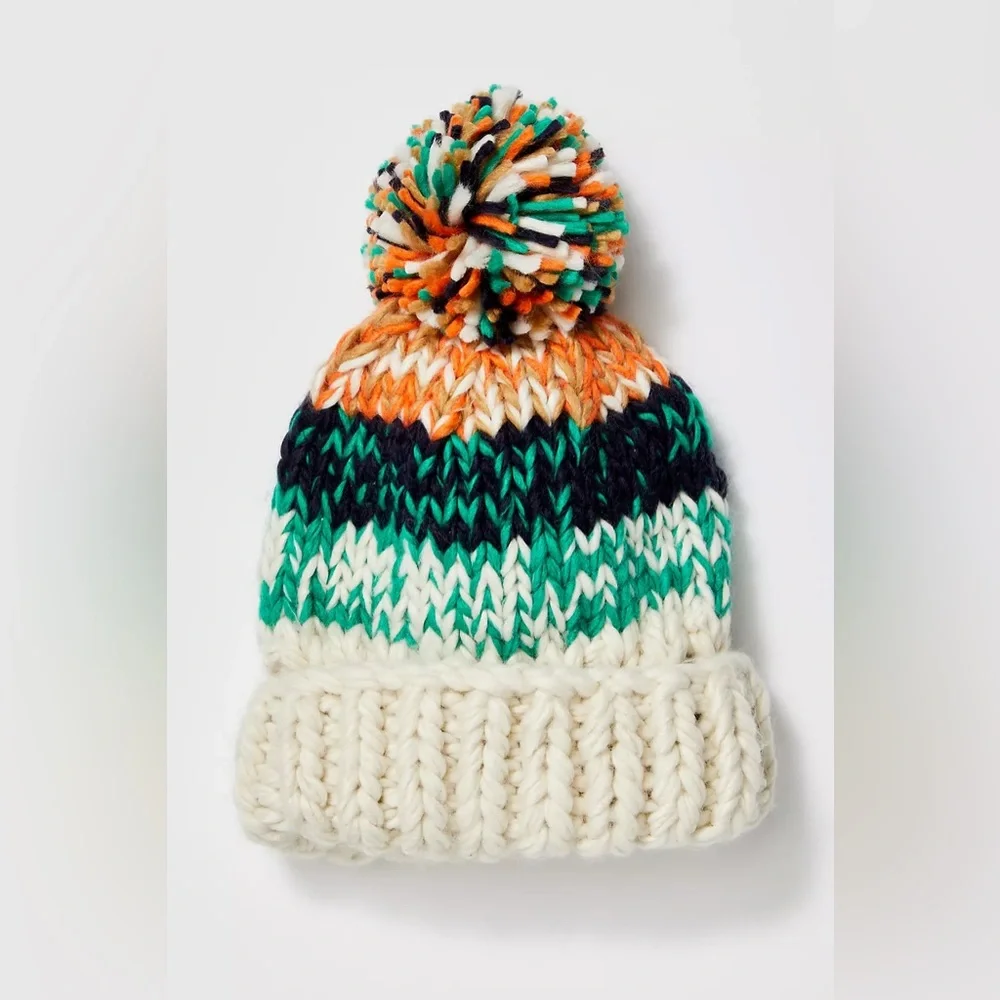 Free People Tide Stripe Knit Pom Beanie
